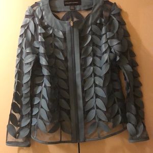 Sheer Faux Leather Teal Jacket